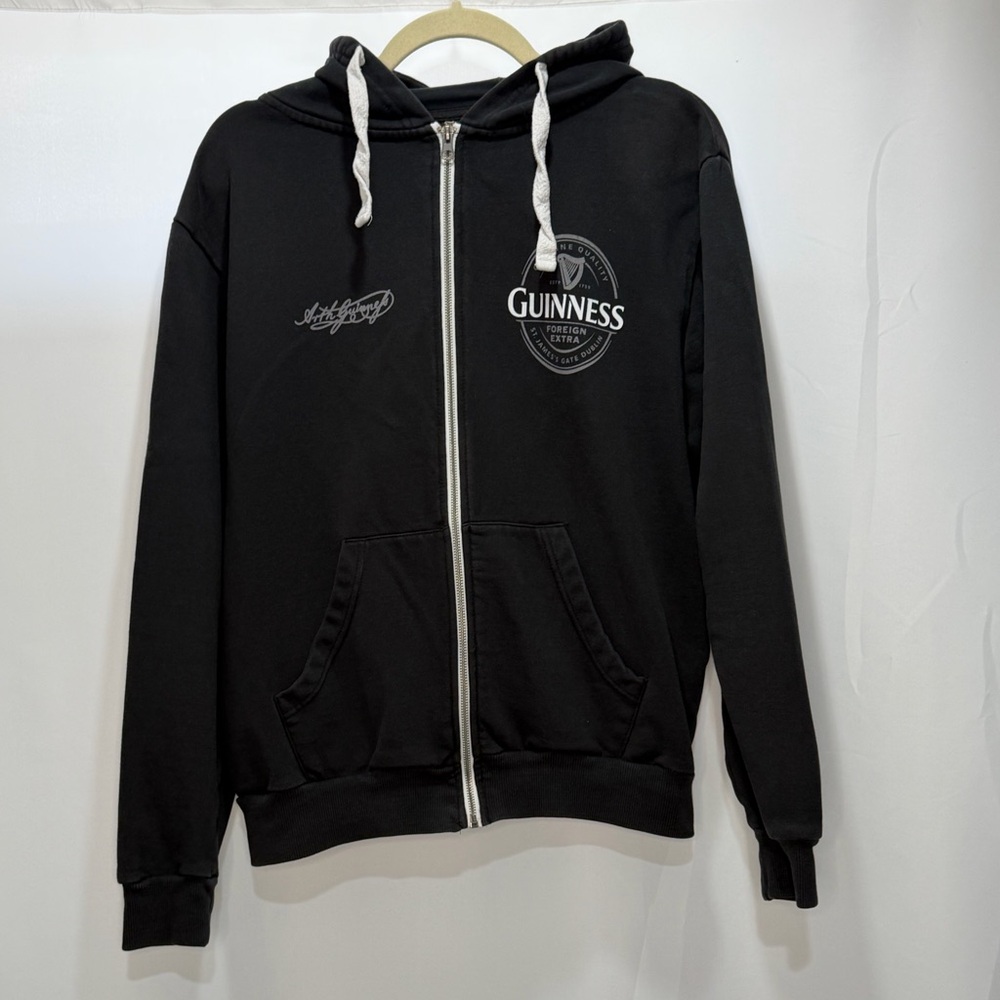 Guinness Official Merchandise Men’s Black Hoodie Hooded Sweatshirt Size Large